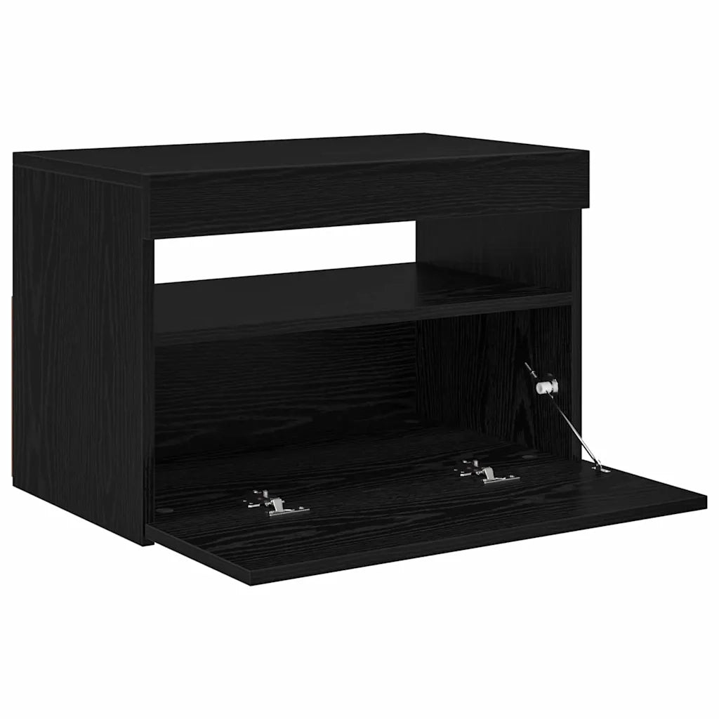Mobile TV con LED Rovere Nero 60 x 35 x 40 cm Legno multistrato 862555