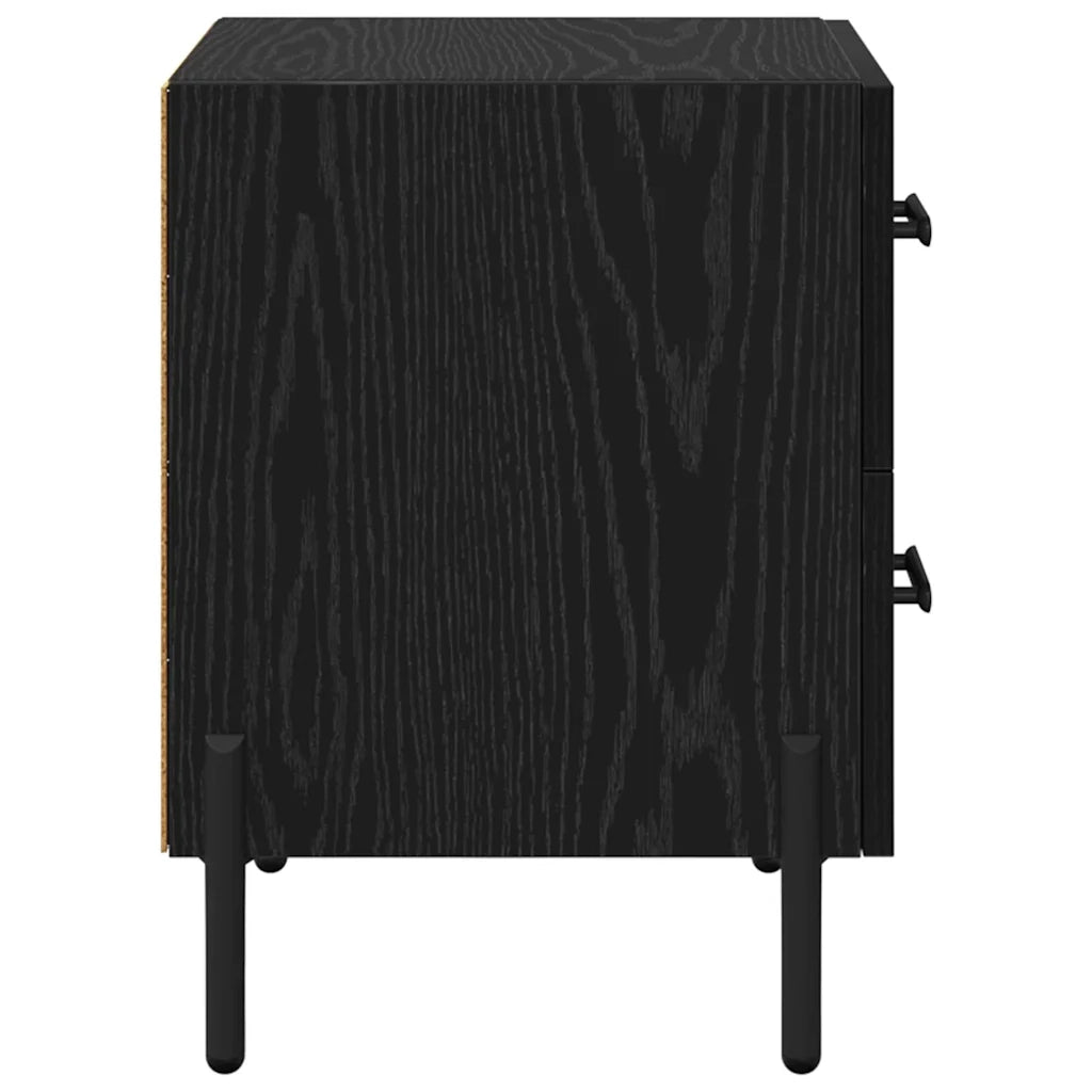 Comodino | Armadio da Notte | Mobiletto da notte con cassetto Rovere Nero 40 x 35 x 47,5 cm