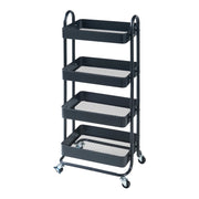 Carrello di servizio mobile contenitore per cucina/soggiorno con 4 cestelli acciaio 104 x 46 x 35 cm nero opaco 03_0009237