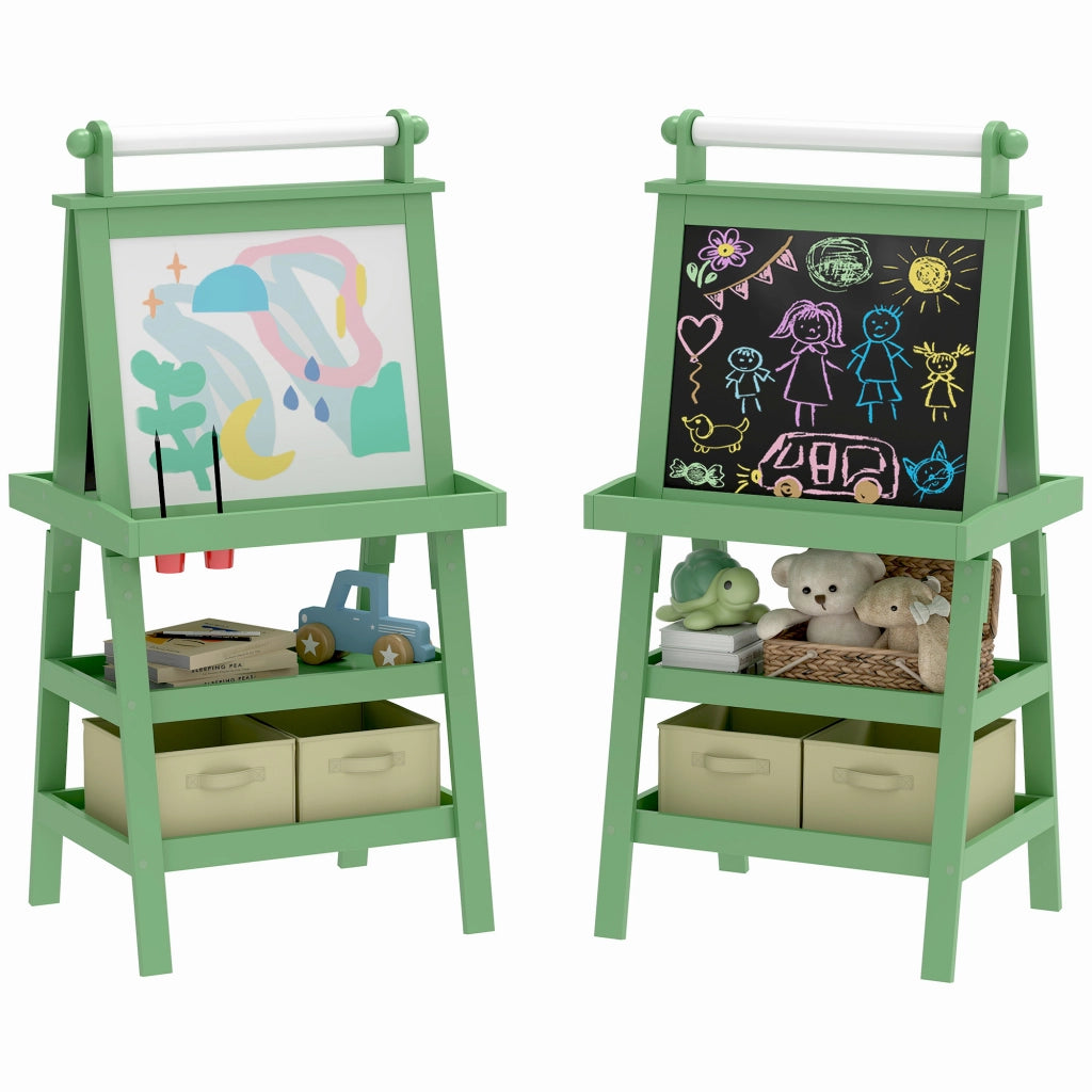 Tavolo da disegno bambini con rullo carta, lavagna bianca e gessetti ¨C zephmum ¨C verde