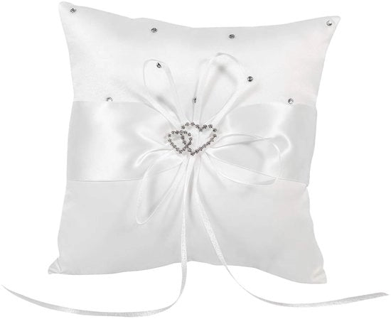 Ringdrager Luxe con Cuscino 6x6 pollici - Cuscino per Cerimonia con Decorazione di Strass - Fili di Seta - Progetto Elegante - Ringkussen