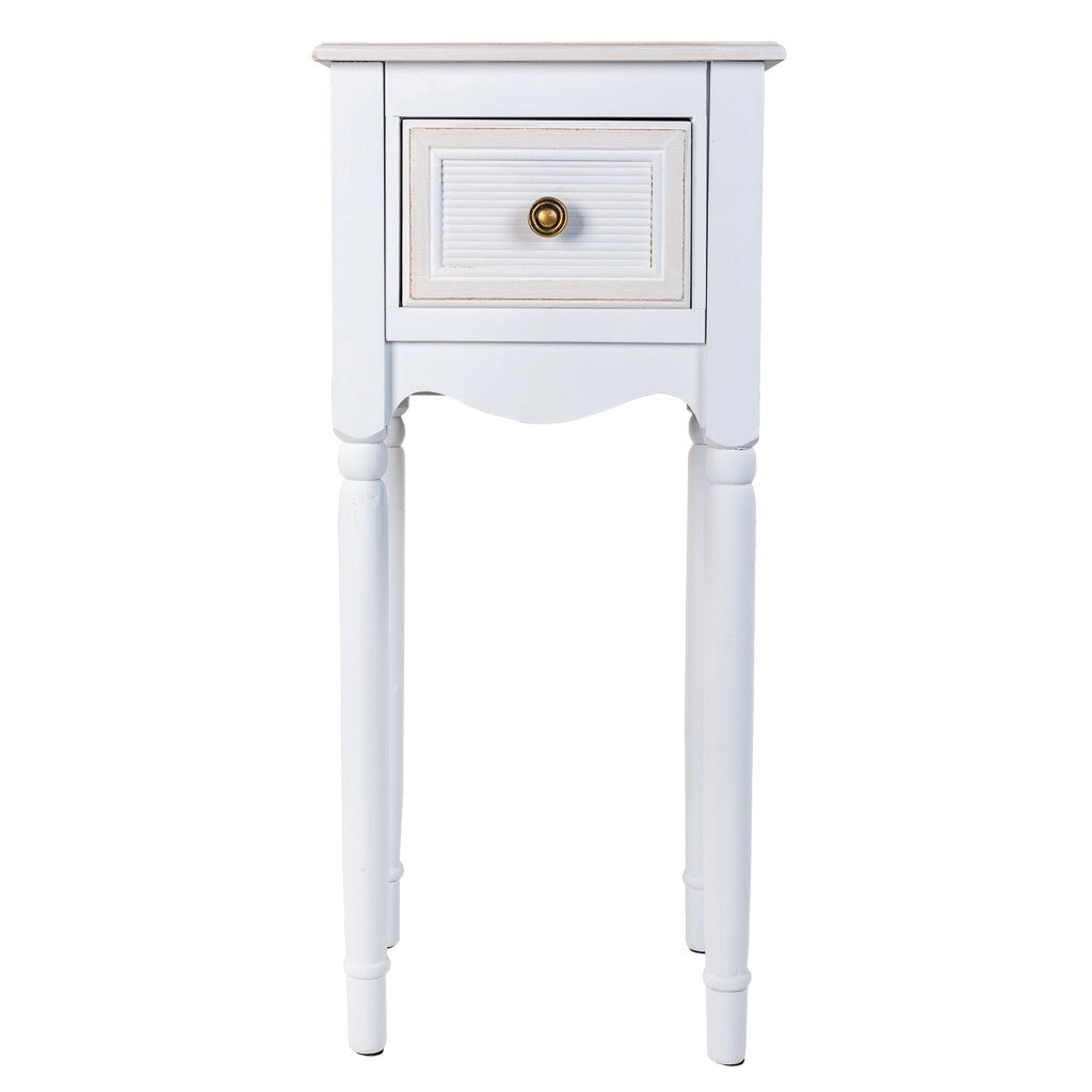 Comodino in legno bianco 33 x 26,5 x 72,5