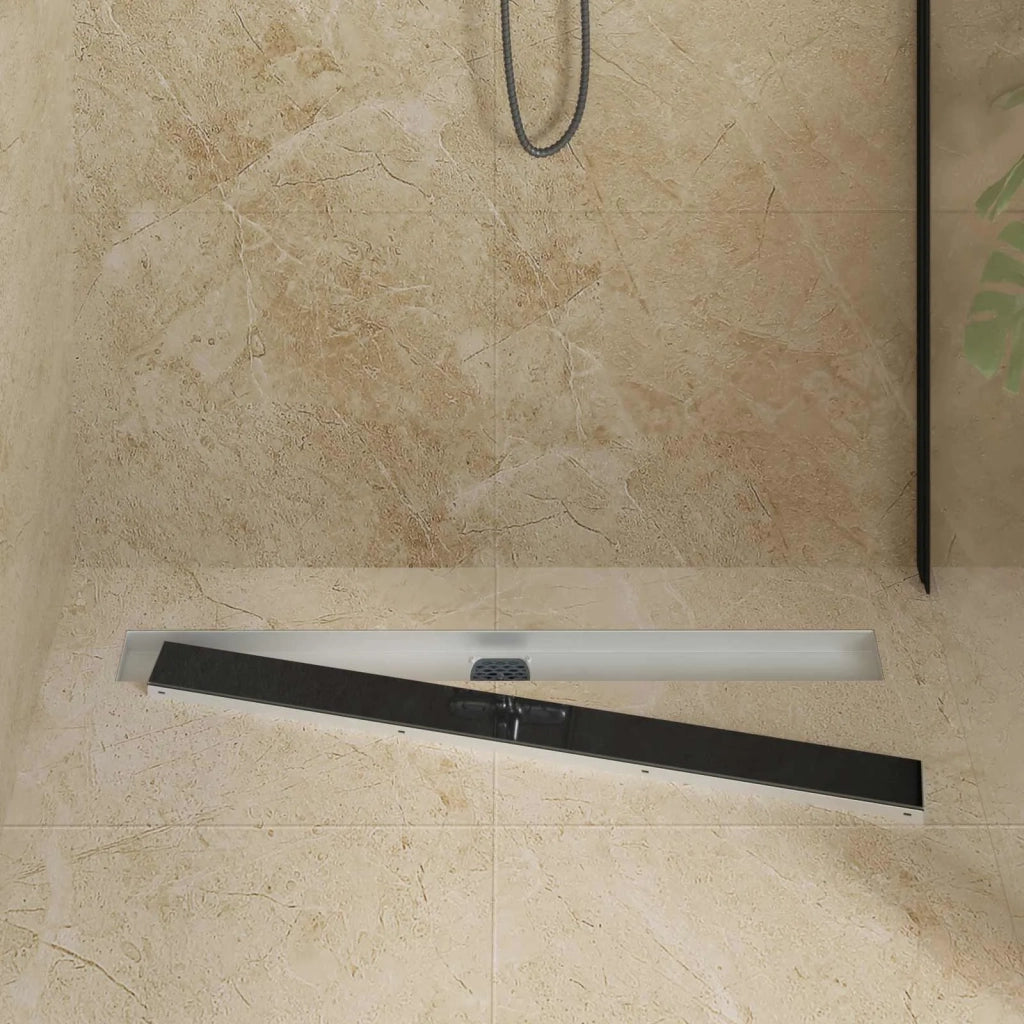 Scarico doccia con copertura in vetro e sifone a 360° 90 cm 42015977