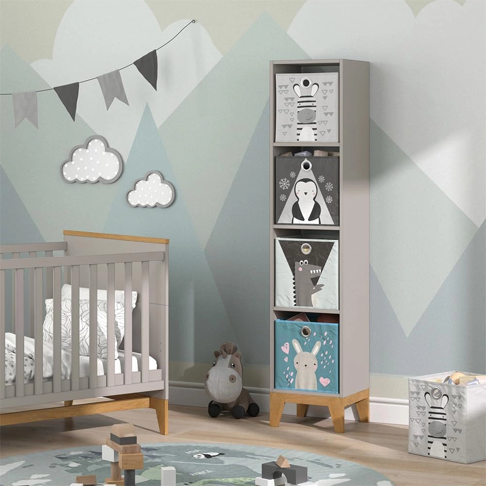 Scaffale per bambini Malia, Cashmere/Artigianale, 35.2 x 159.5 cm, con 4 scomparti aperti per conservazione e organizzazione