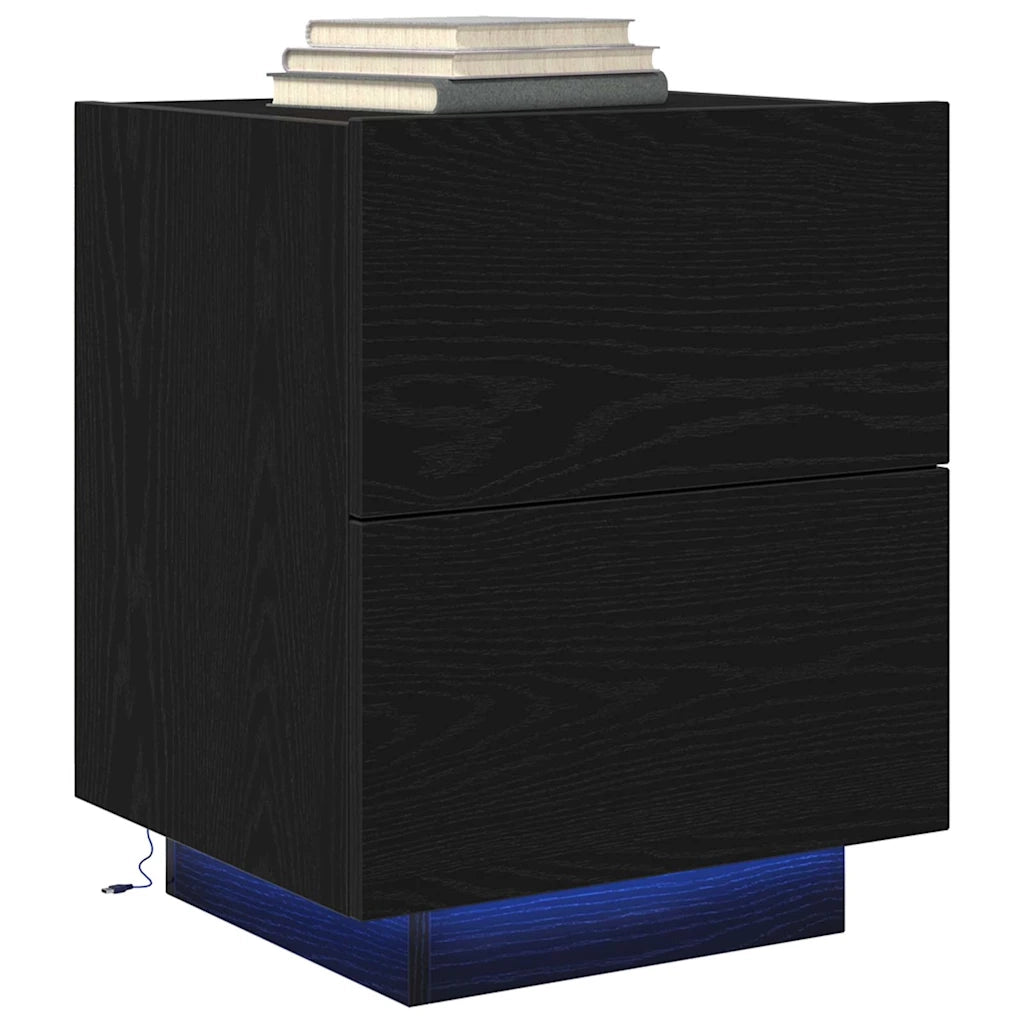 Armadio da Notte con cassetto 2 pcs Rovere Nero 45 x 40 x 55 cm 863062