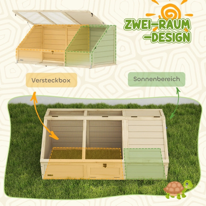 CASA TARTARUGHE Recinto esterno 120x55x20/50 cm Legno naturale