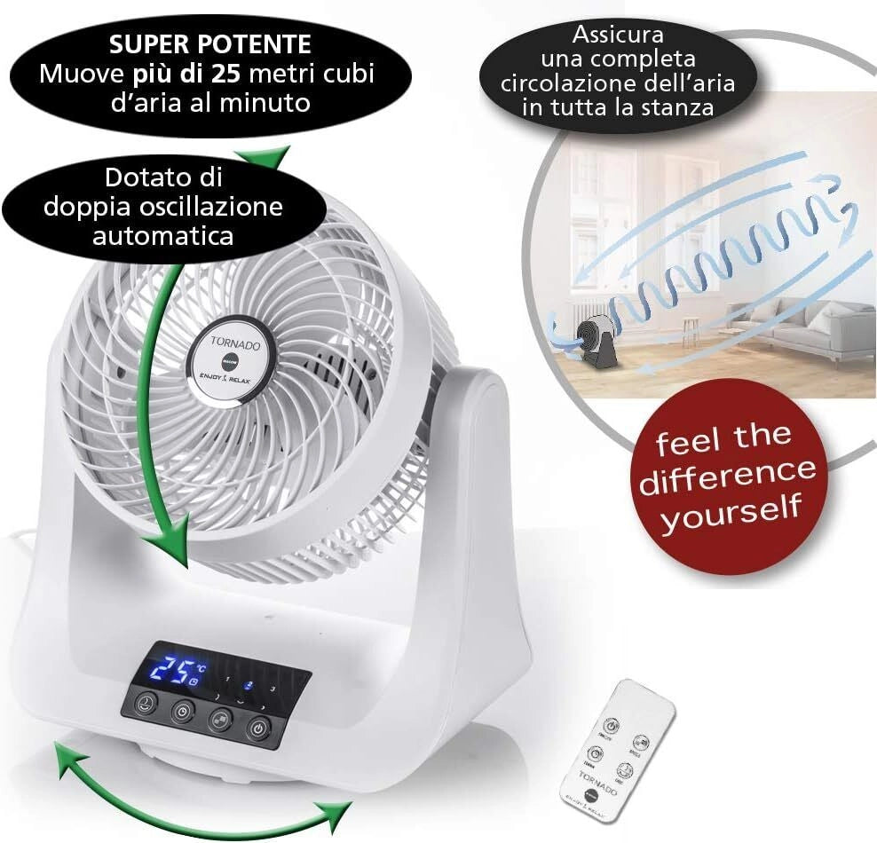 Macom ventilatore a doppia oscillazione automatica modello 993 per climatizzazione e comfort ottimale in ogni ambiente
