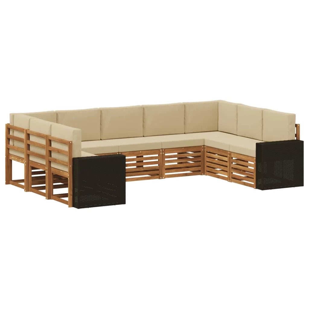Set divano sezionale 9 pcs Naturale e Beige Poliestere