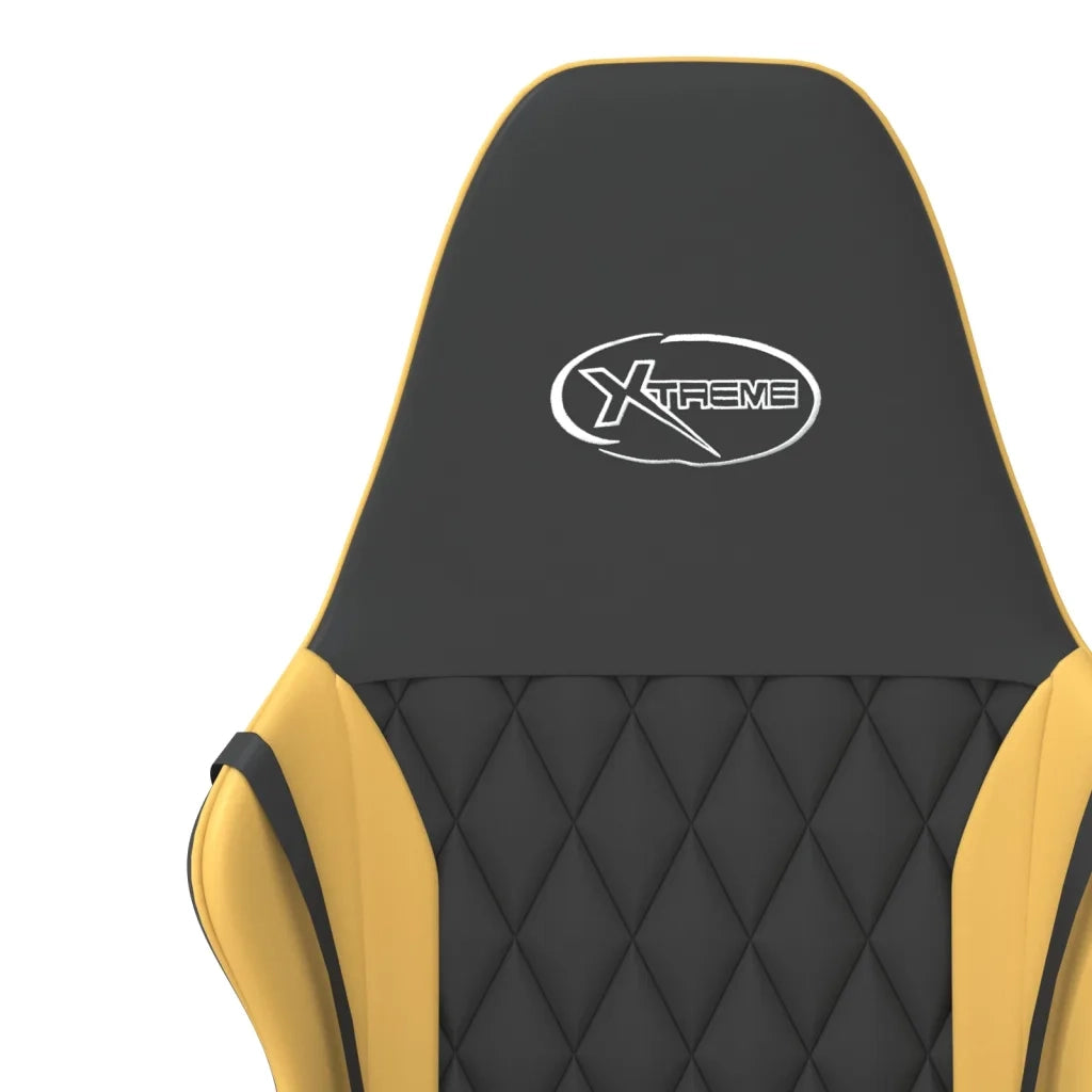 Sedia da Gaming | Sedia da e-sports Massaggiante Nero e Oro in Similpelle