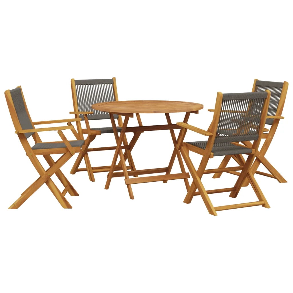 Set da Pranzo da Giardino 5 pz Polipropilene e Legno Massello