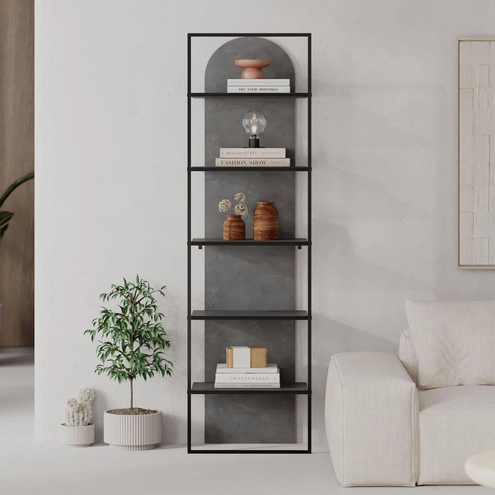 Libreria Archy 5 ripiani colore retro grey 53x31.7x180H – Eleganza industriale e spazio funzionale