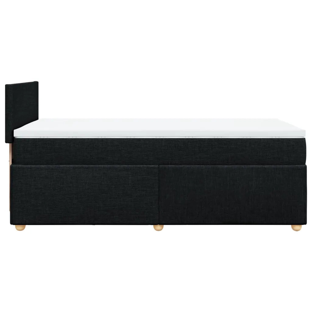 Letto a Molle con Materasso Nero Singolo in Tessuto