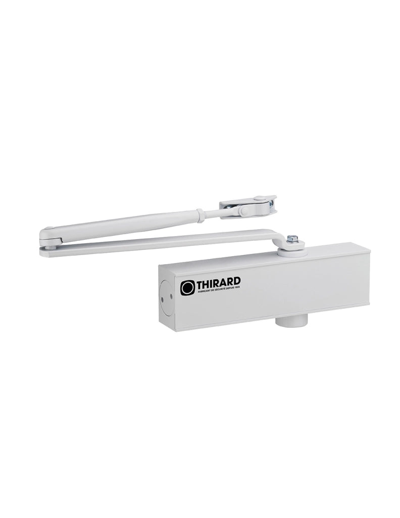 Chiudiporta spingiporta automatico idraulico, portata 60kg, Forza 3, bianco, reversibile braccio standard, certificazione antincendio - THIRARD