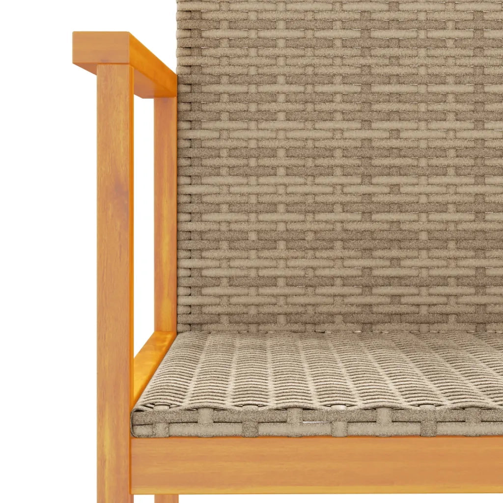 Sedie da Giardino 2 pz | Sedie da Esterno Beige in Polyrattan e Legno Massello