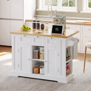 Tavolo da Cucina Mobile Multifunzione ¨C MINIMAL ¨C Legno, Piano Pieghevole, Cassetto, 132 cm