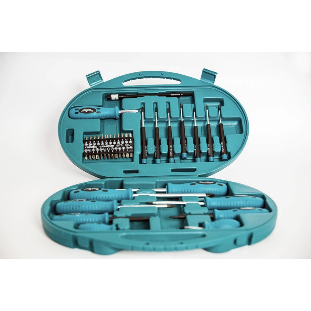 Trade Shop - Set Cacciaviti E Punte Kit 42 Pezzi Chrome Vanadium Con Cacciavite Di Precisione -