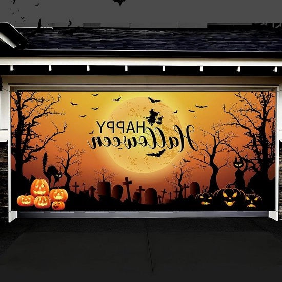 Decorazione per porta garage Halloween spettrale, copertura porta 39 x 183 cm