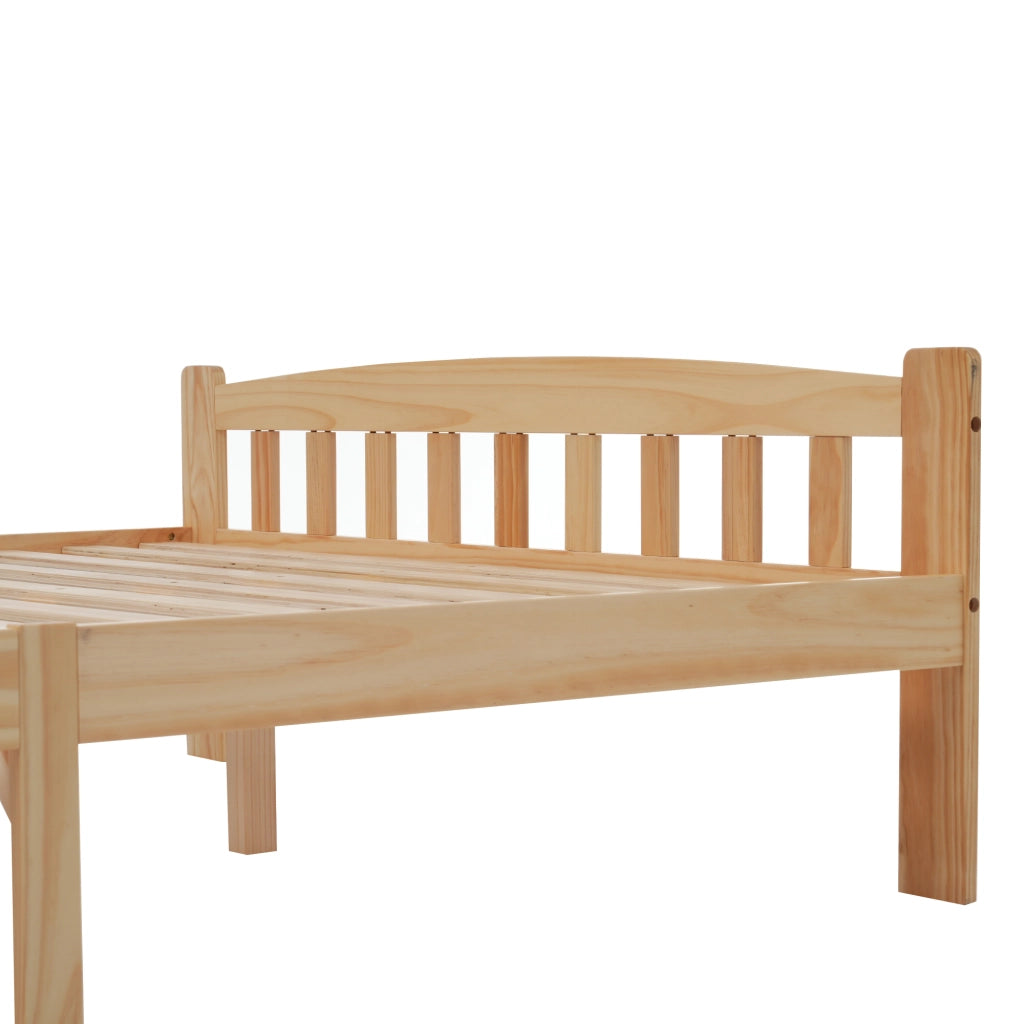 LETTO matrimoniale 140x200 cm in legno massello di pino naturale con testiera