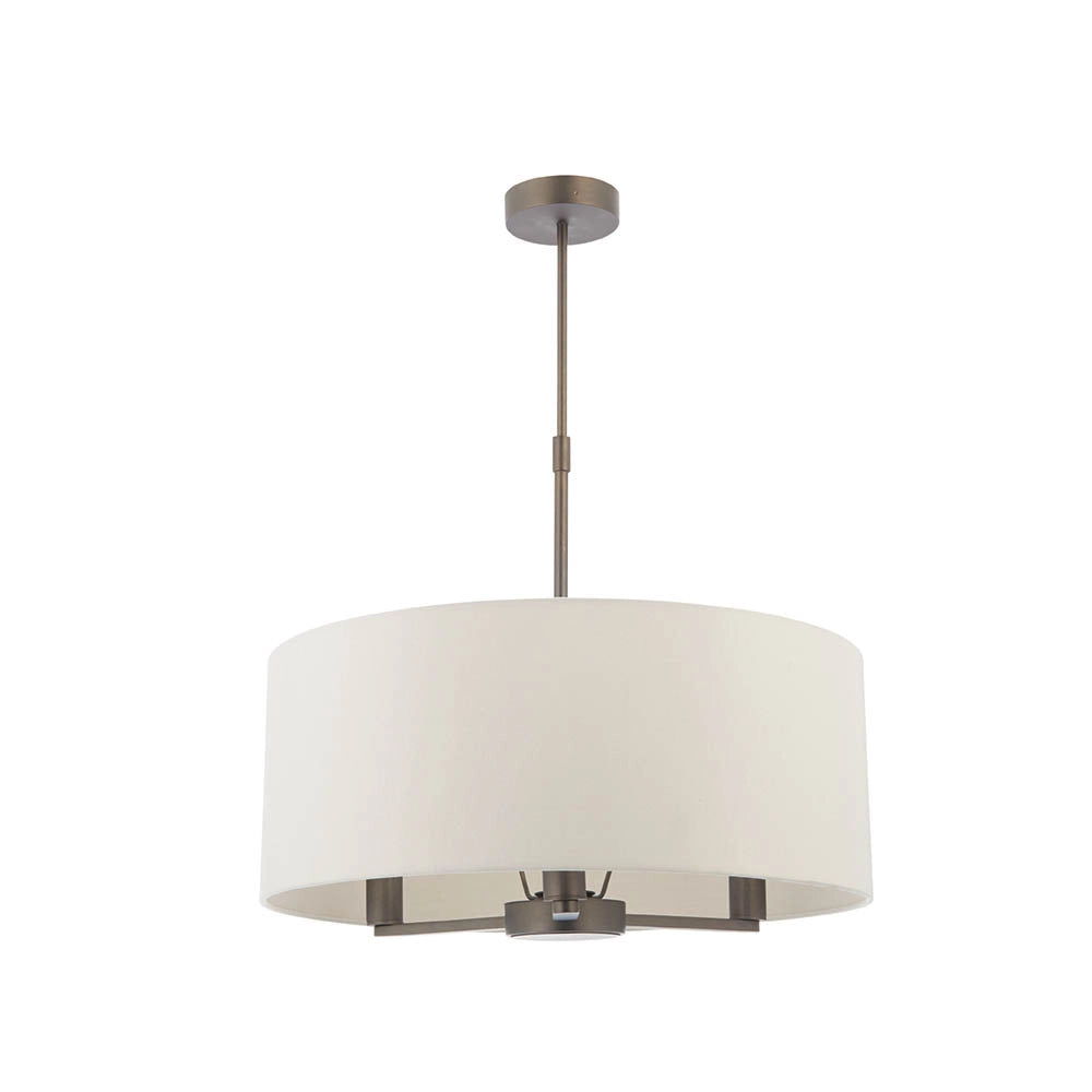Lampadario 3 luci bronzo antico paralume lino E14 Daley