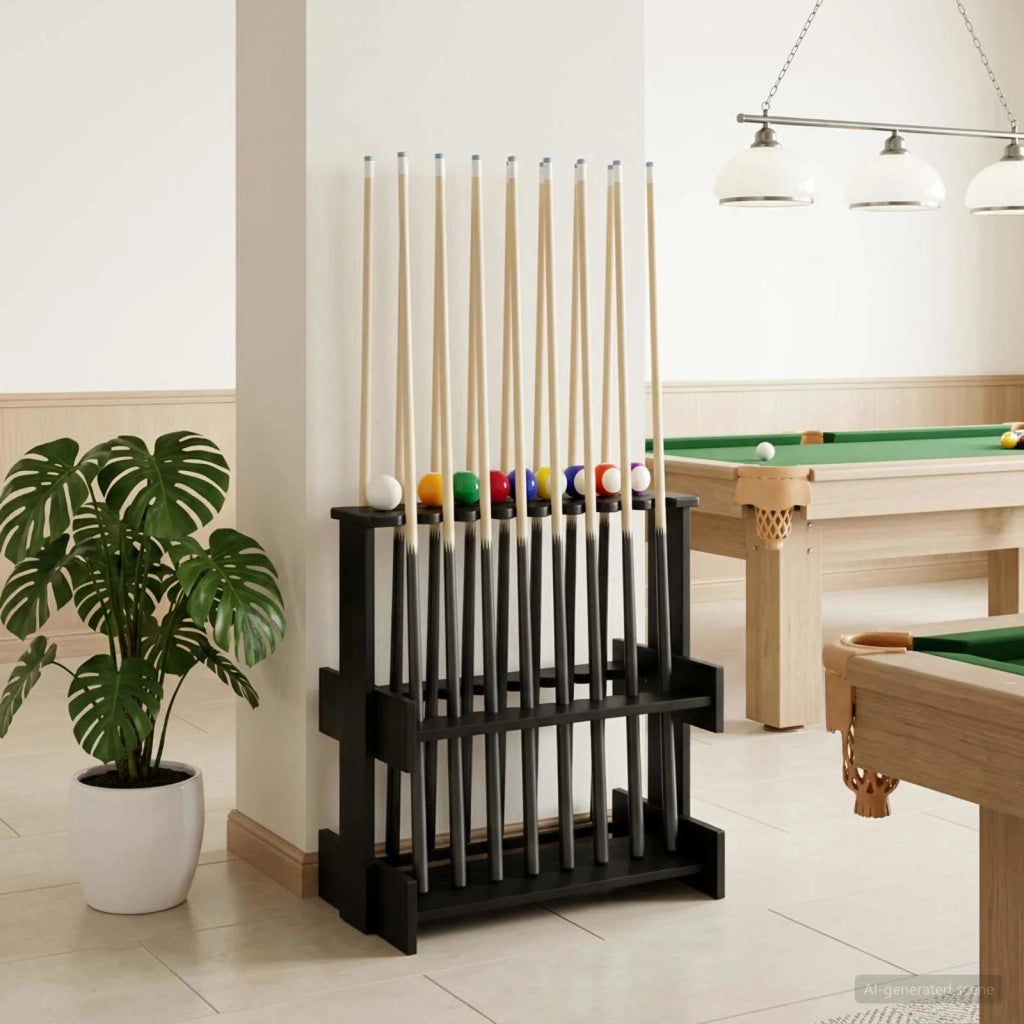 Supporto per stecche da biliardo Legno ingegnerizzato Nero 8006792