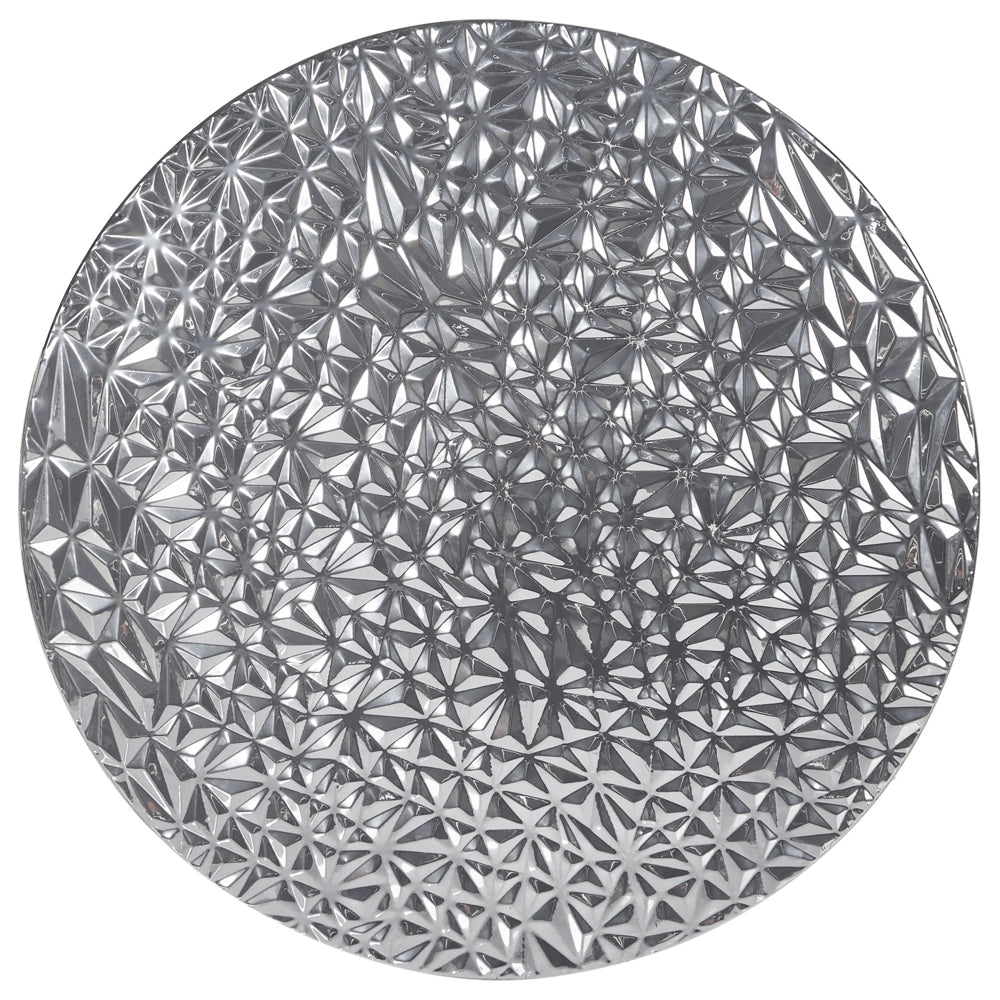 Decorazione murale in ferro argentato appesa a muro, pezzo metallico in stile glamour