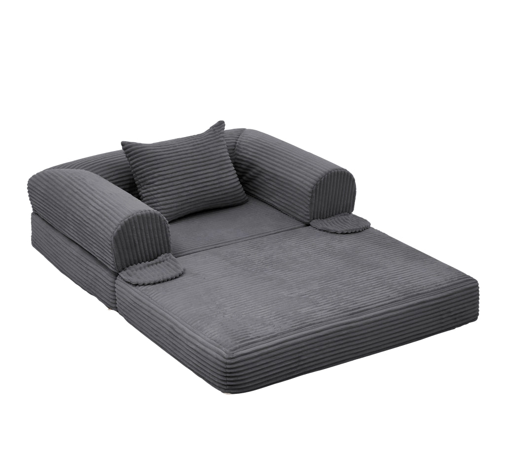 POLTRONA LETTO 33x33x95 cm Tessuto Corda Grigio con cuscino
