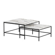 Vicco Tavolino da divano Bianco/nero 80 x 80 cm 2 parti
