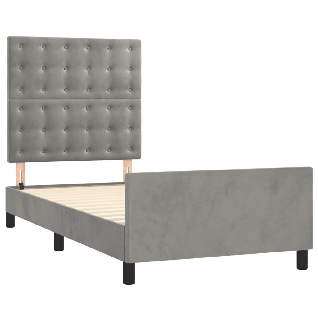 Giroletto senza Materasso Grigio Chiaro 90x200 cm Velluto 3125977
