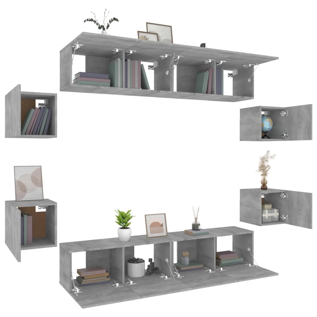 Set Mobili Porta TV 8pz Grigio Sonoma in Legno Multistrato 3114220