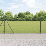 Recinzione in Rete Saldata con 13 Pali Flangiati Grigi 0.8x50 m Acciaio