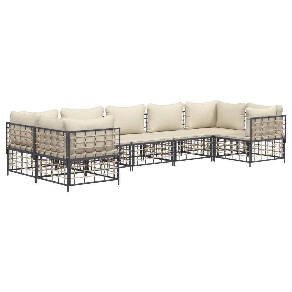 Set Divani da Giardino 7 pz con Cuscini Antracite in Polyrattancod mxl 77299