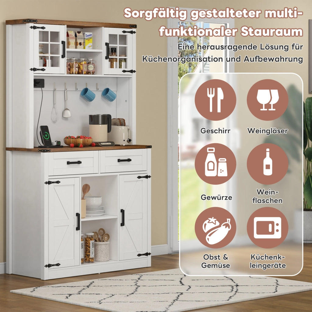 BARSCHRANK con LED regolabili e prese, 3 colli, MDF marrone e bianco