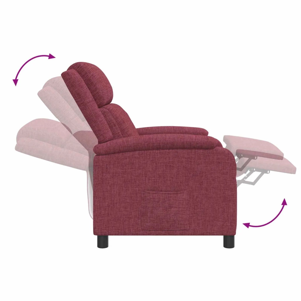 Divano Sedia-Poltrona reclinabile Rosso Vino Tessuto 233703