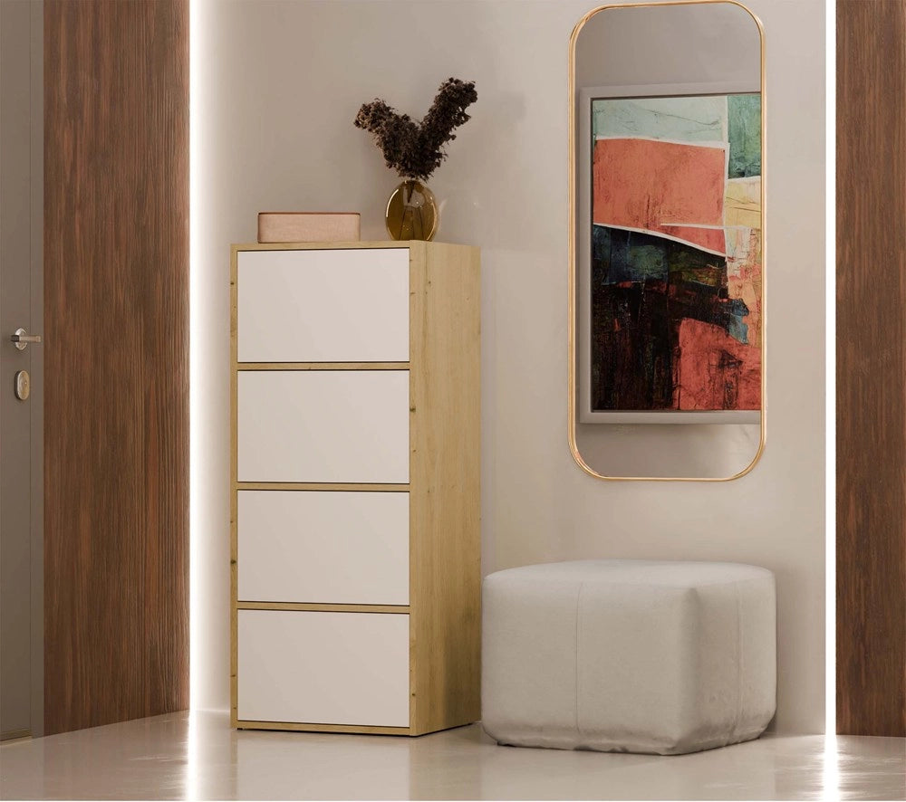 Cassettiera ALMA frontale bianco korpus rovere artisan per camera e soggiorno