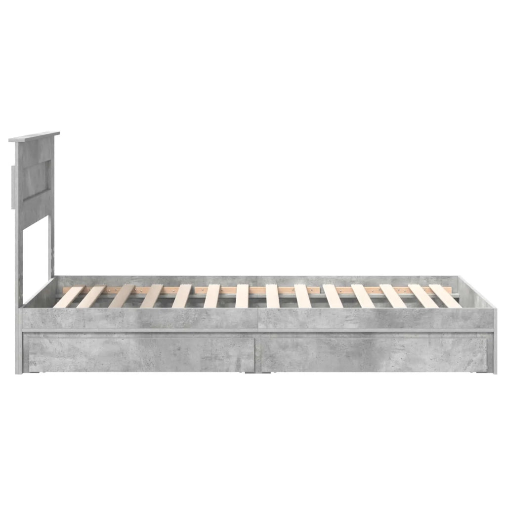 Letto con Contenitore con testiera Grigio cemento 90 x 190 cm