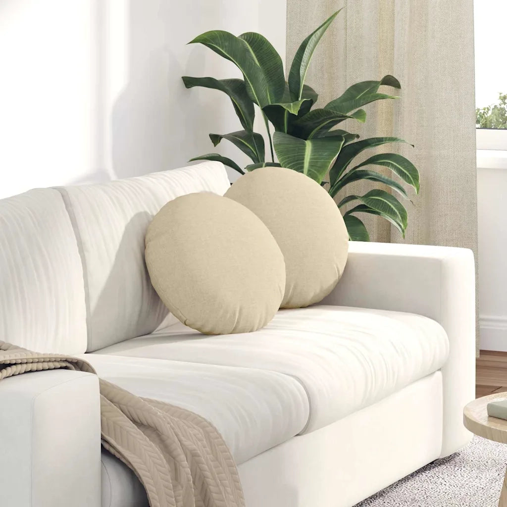 Cuscini per Seduta 2 pcs Crema Ø40 x 13 cm Tessuto 42014127
