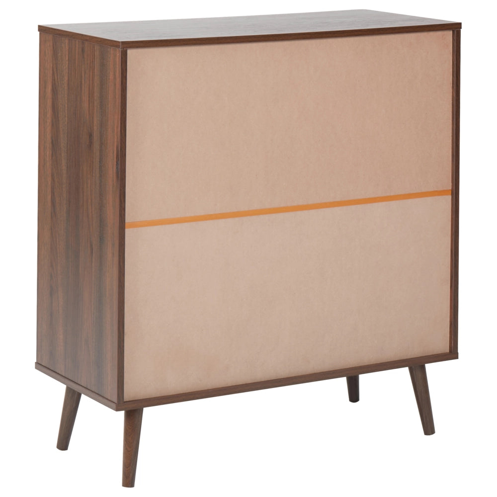 Credenza a 2 ante con portabottiglie in legno scuro stile boho elegante