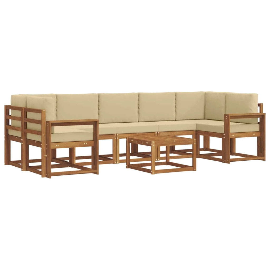 Set di divani da esterno con cuscino 8 pcs Naturale e Beige 3366156