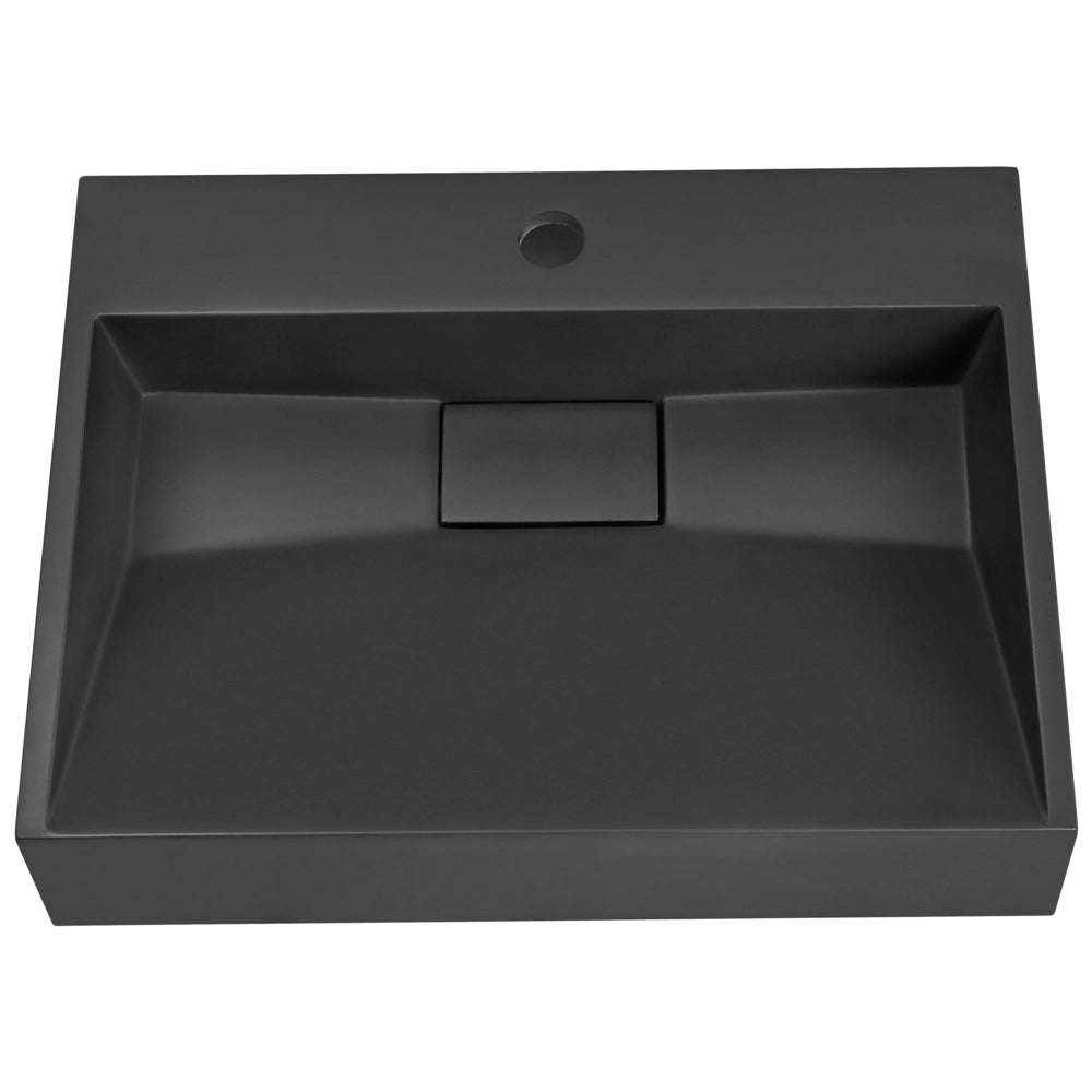 Lavabo bagno classico rettangolare in ceramica finitura lucida 50 x 38 cm nero Lavello da bagno rettangolare