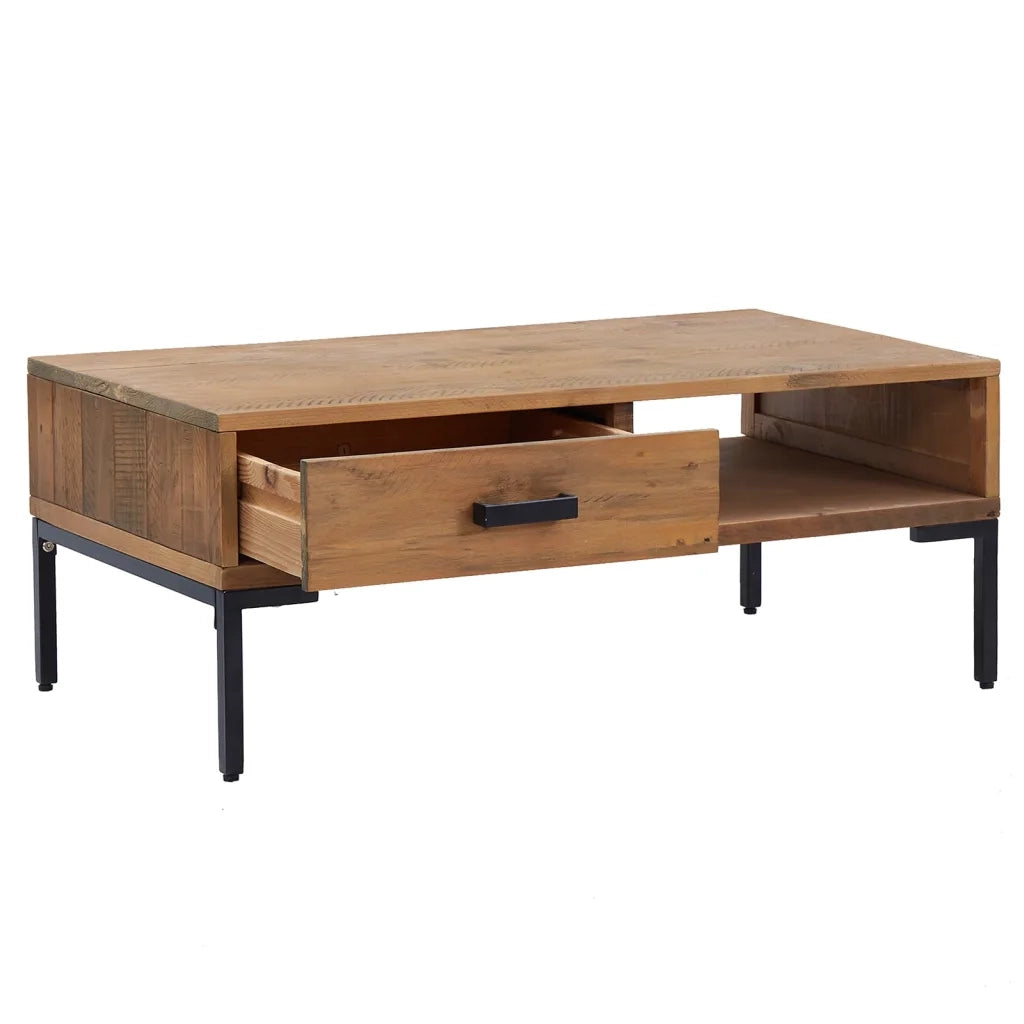 Tavolino da Salotto 90x50x35cm Legno Massello di Pino Riciclato cod mxl 7951