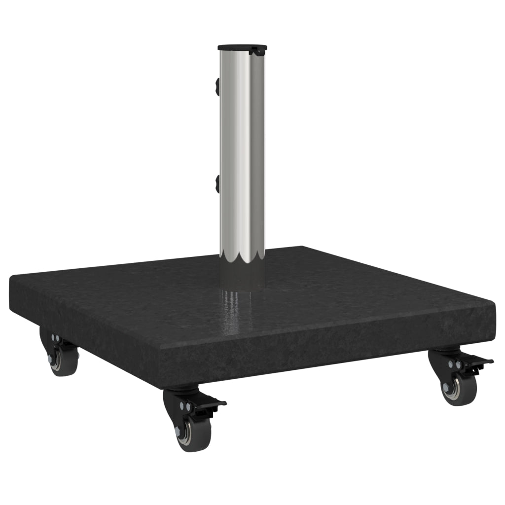 Base per ombrellone con ruote per pali Ã˜38/48mm in granito nero 30 kg quadrata