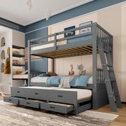 Letto a castello funzione estrabile in pino e mdf 90x200 cm
