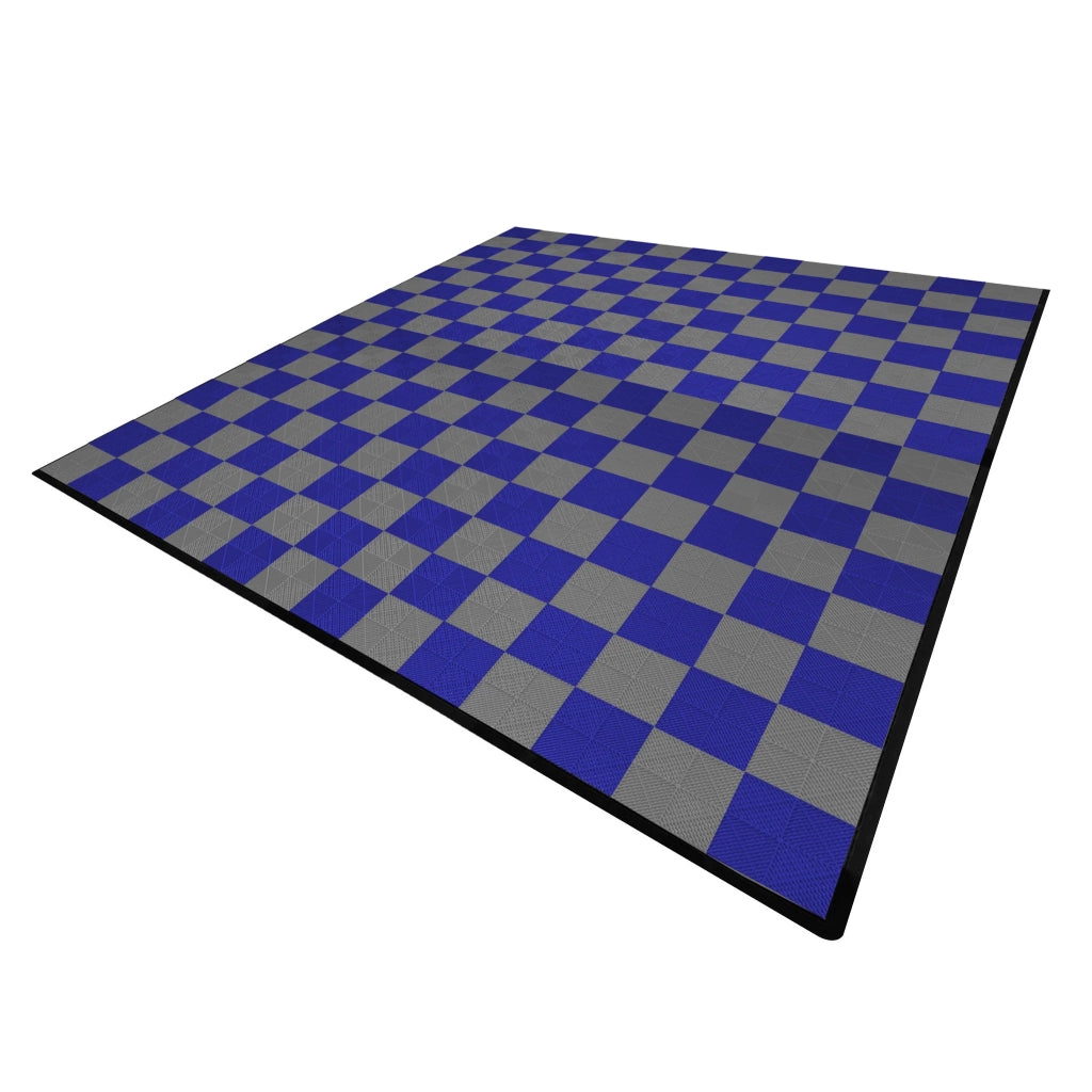 Piastrelle ventilate grigie e blu 6m x 6m per garage doppio e officine, antiscivolo.