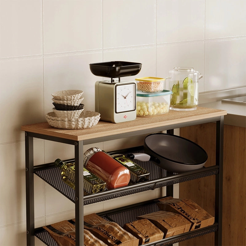 Scaffale mobile da cucina marrone chiaro industriale legno retrò mensola loft 75 cm