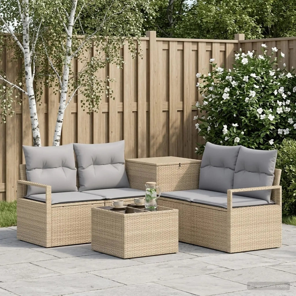 Set di divani 6 pz Beige e Grigio Chiaro 3447251