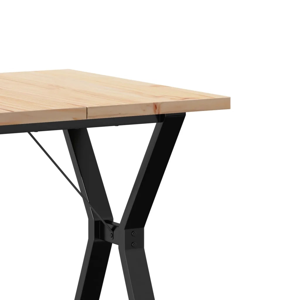 Tavolo da Pranzo Telaio a Y 70x70x75,5 cm Legno Pino e Acciaio