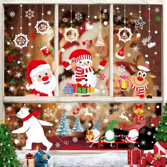 289 Sticker per finestra di Natale, immagini per finestra di Natale, adesivi PVC statici doppie e riutilizzabili per la decorazione di Natale (10 fogli, 20 x 30 cm)