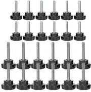 Premio 24 viti a testa a carrello M6 e M8 x 40 mm per macchine industriali - Vite stella - Manubrio con presa stella - Vite a testa nera - Manopola di regolazione