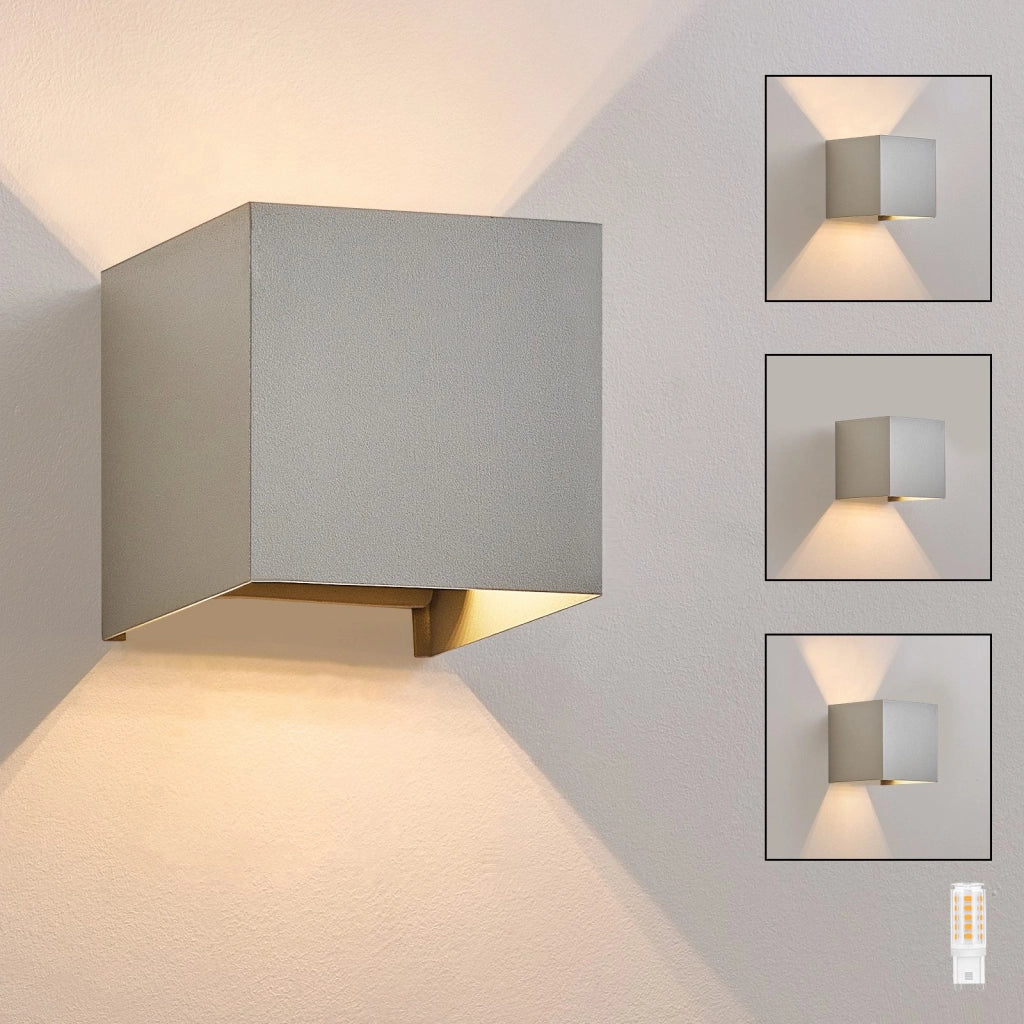 ZMH Lampada da parete LED interna Lampada da parete per esterno grigia Lampada da parete per esterno IP65 3000K