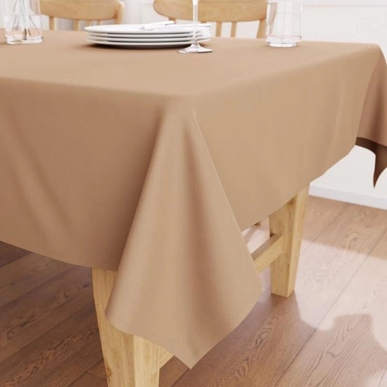 Tavolo da pranzo in cotone Oxford per grande tavolo a 4 posti - 140x140 cm, quadrato, beige chiaro - tessuto di cotone in tela, lavabile, per uso domestico